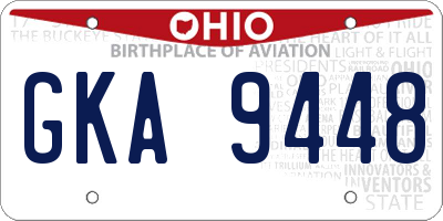 OH license plate GKA9448