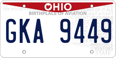 OH license plate GKA9449