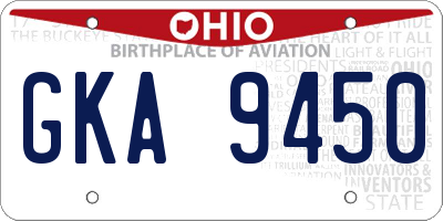 OH license plate GKA9450