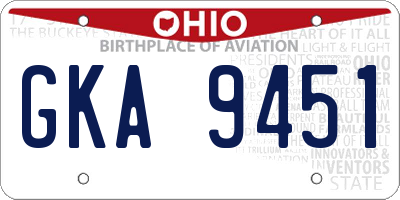 OH license plate GKA9451