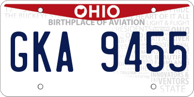 OH license plate GKA9455