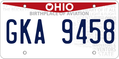 OH license plate GKA9458