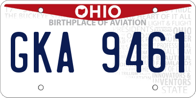 OH license plate GKA9461