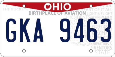 OH license plate GKA9463