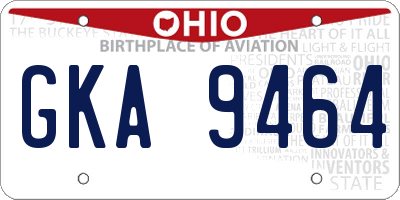 OH license plate GKA9464