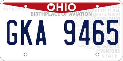 OH license plate GKA9465