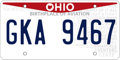 OH license plate GKA9467