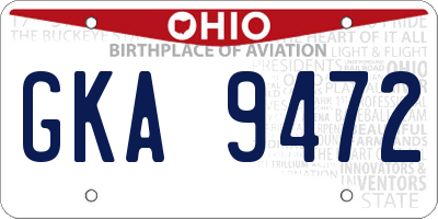 OH license plate GKA9472