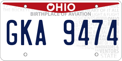 OH license plate GKA9474