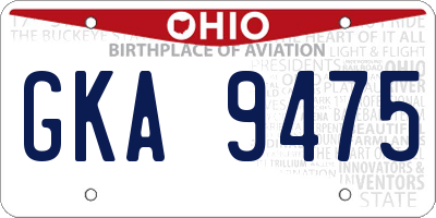 OH license plate GKA9475