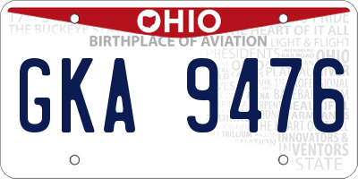 OH license plate GKA9476