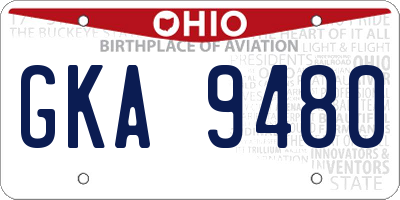 OH license plate GKA9480