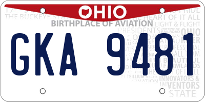 OH license plate GKA9481