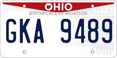 OH license plate GKA9489