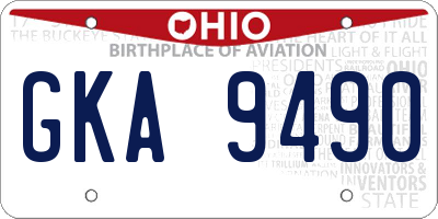 OH license plate GKA9490