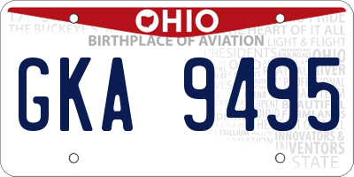 OH license plate GKA9495