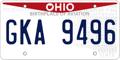 OH license plate GKA9496