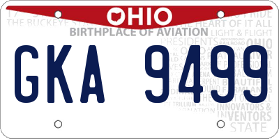 OH license plate GKA9499