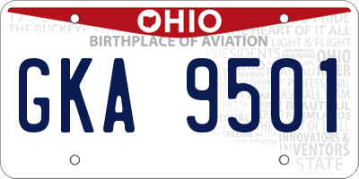 OH license plate GKA9501