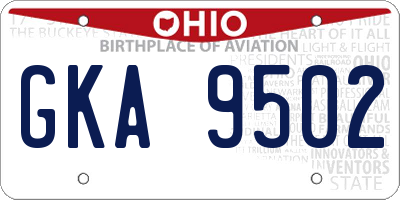 OH license plate GKA9502