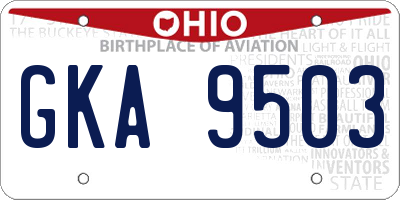 OH license plate GKA9503