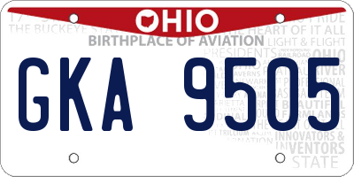 OH license plate GKA9505