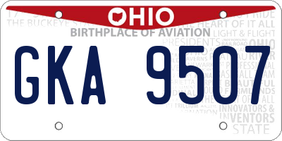 OH license plate GKA9507