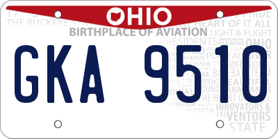 OH license plate GKA9510