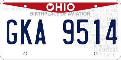 OH license plate GKA9514