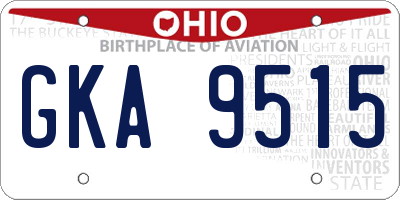 OH license plate GKA9515