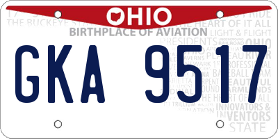 OH license plate GKA9517