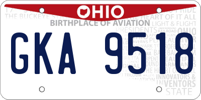 OH license plate GKA9518