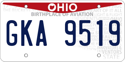 OH license plate GKA9519