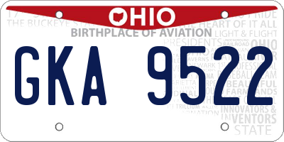 OH license plate GKA9522