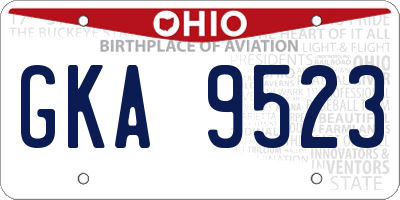 OH license plate GKA9523