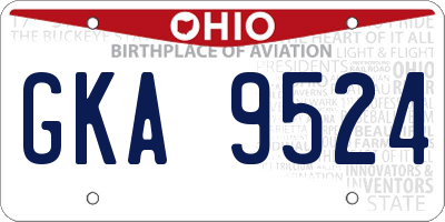 OH license plate GKA9524