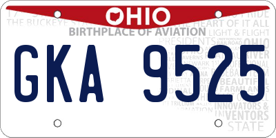 OH license plate GKA9525