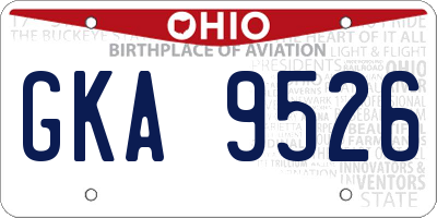 OH license plate GKA9526