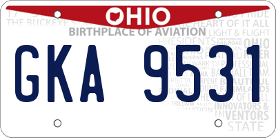 OH license plate GKA9531