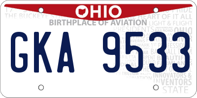 OH license plate GKA9533