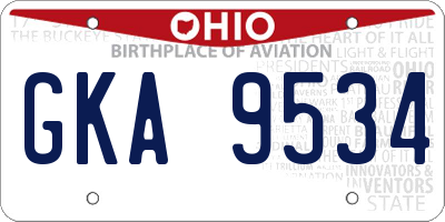 OH license plate GKA9534