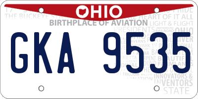 OH license plate GKA9535