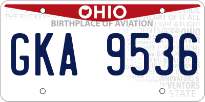 OH license plate GKA9536