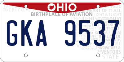 OH license plate GKA9537