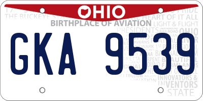 OH license plate GKA9539