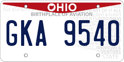 OH license plate GKA9540
