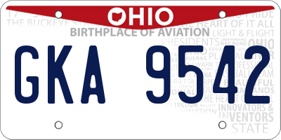 OH license plate GKA9542