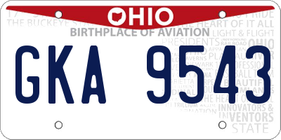 OH license plate GKA9543