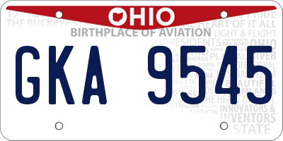 OH license plate GKA9545