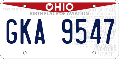 OH license plate GKA9547